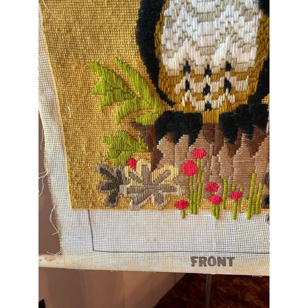 Vintage 1978s Avon Creative Needlecraft Unfinished Owl Needlepoint Crewel - Picture 4 of 11